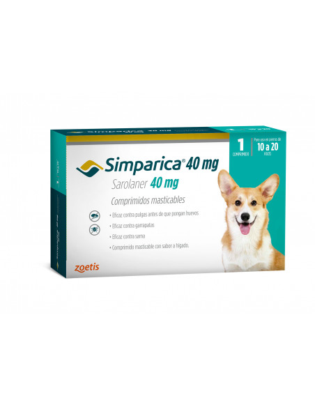 simparica10202 SIMPARICA MASTICABLE 40MG 10-20 KG (1 COMP) - Imagen 1